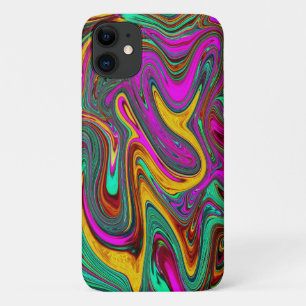 Marbled Hot Pink and Sea Foam Green Abstract Art iPhone 11 Case