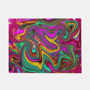 Marbled Hot Pink and Sea Foam Green Abstract Art Doormat