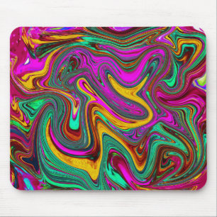 Marbled Hot Pink and Sea Foam Green Abstract Art Mouse Mat