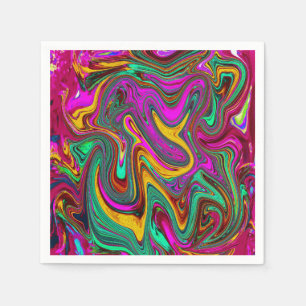 Marbled Hot Pink and Sea Foam Green Abstract Art Napkin