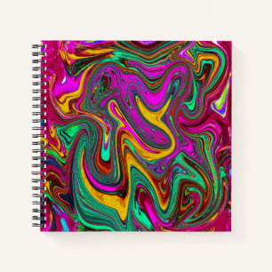Marbled Hot Pink and Sea Foam Green Abstract Art Notebook