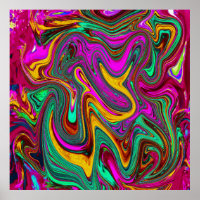Marbled Hot Pink and Sea Foam Green Abstract Art
