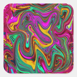 Marbled Hot Pink and Sea Foam Green Abstract Art Square Sticker