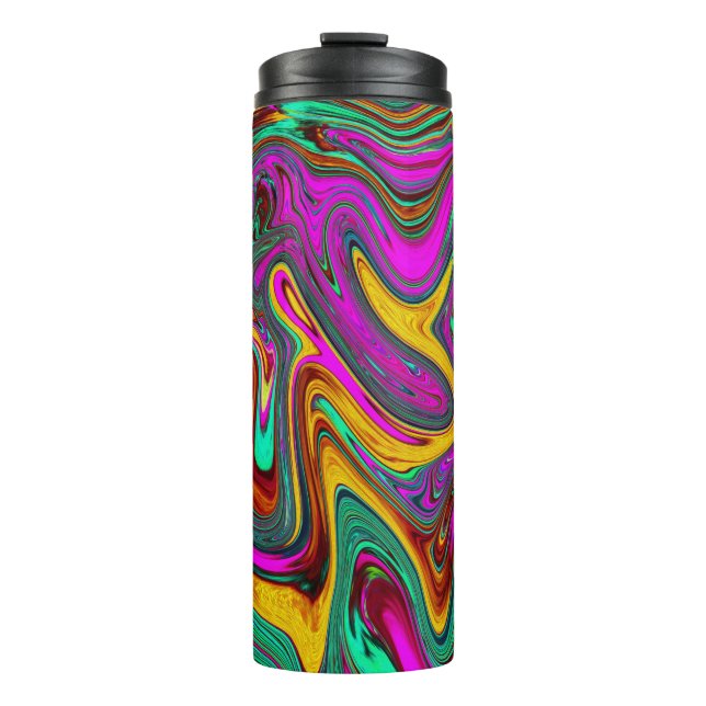 Marbled Hot Pink and Sea Foam Green Abstract Art Thermal Tumbler (Front)