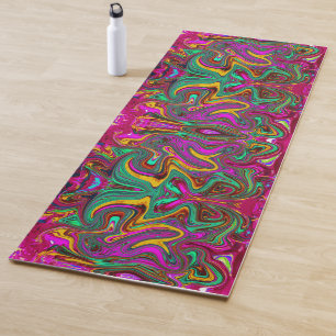 Marbled Hot Pink and Sea Foam Green Abstract Art Yoga Mat
