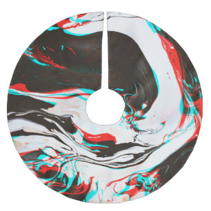 Marbled Ink: Distorted Glitch Texture. Brushed Polyester Tree Skirt