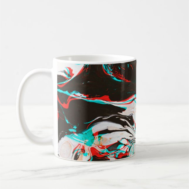 Marbled Ink: Distorted Glitch Texture. Coffee Mug (Left)