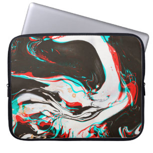 Marbled Ink: Distorted Glitch Texture. Laptop Sleeve