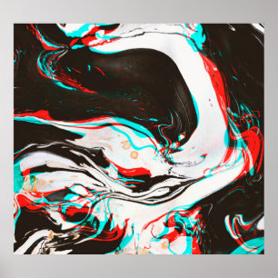 Marbled Ink: Distorted Glitch Texture. Poster