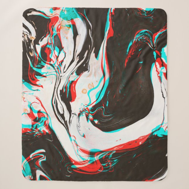 Marbled Ink: Distorted Glitch Texture. Sherpa Blanket (Front)