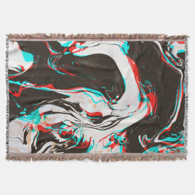 Marbled Ink: Distorted Glitch Texture. Throw Blanket (Front)