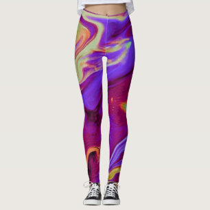 Marbled Leggings in Maroon and Purple Fun Workout
