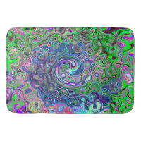 Marbled Lime Green and Purple Abstract Retro Swirl