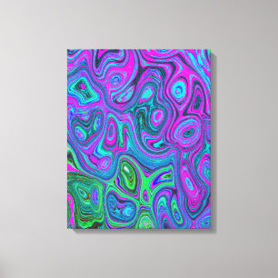 Marbled Magenta and Lime Green Groovy Abstract Art Canvas Print