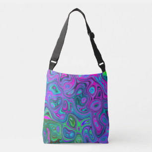 Marbled Magenta and Lime Green Groovy Abstract Art Crossbody Bag