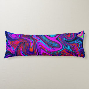 Marbled Magenta, Blue and Red Abstract Art Body Cushion