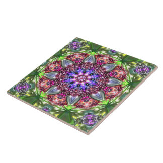 marbled mandala in relief colourful flower fururis tile