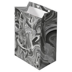 Marbled Paint Black Chic Christmas Gift Wrap Medium Gift Bag
