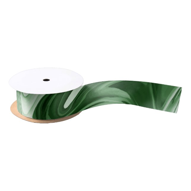 Marbled Paint Christmas Colours Green Gift Wrap Satin Ribbon (Spool)