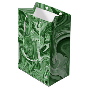 Marbled Paint Green Chic Christmas Gift Wrap Medium Gift Bag
