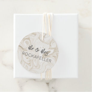 Marbled Paint Mr&Mrs NAME Wedding Elegant Wrap Favour Tags