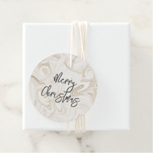 Marbled Paint Off White Tones Christmas Wedding Favour Tags