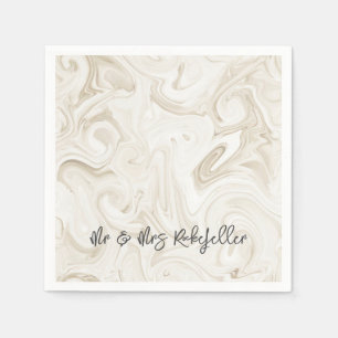 Marbled Paint Wedding Elegant MR&MRS NAME Chic Napkin