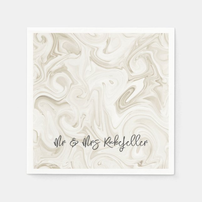 Marbled Paint Wedding Elegant MR&MRS NAME Chic Napkin (Front)