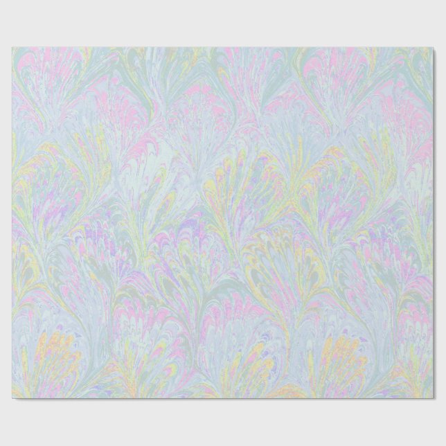 MARBLED PAPER,ABSTRACT PALE PINK 2 PEACOCK PATTERN WRAPPING PAPER (Flat)