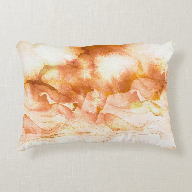 Marbled paper art, colourful abstract. decorative cushion (Front)