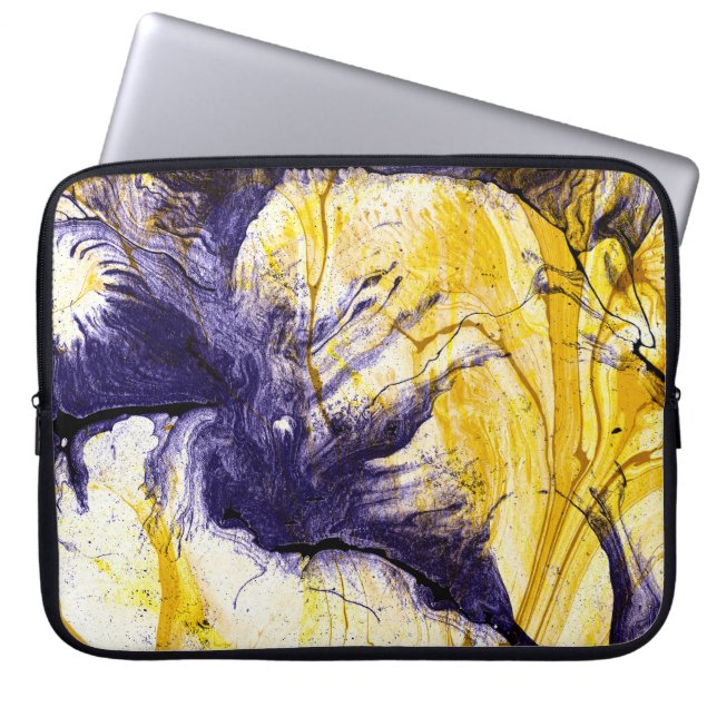 Marbled Paper: Bright Acrylic Art Laptop Sleeve (Front)