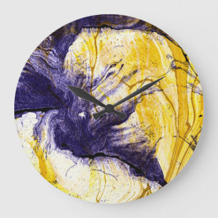 Marbled Paper: Bright Acrylic Art Large Clock