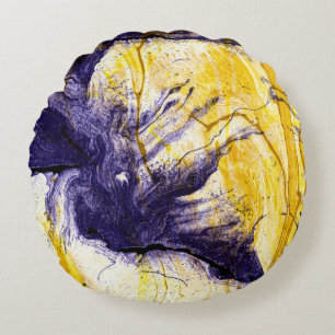 Marbled Paper: Bright Acrylic Art Round Cushion