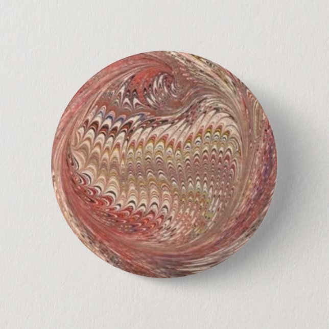 Marbled Paper Curl (rust) 6 Cm Round Badge (Front)