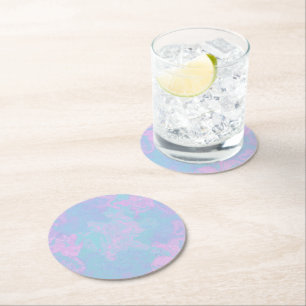 Marbled Pastel Round Paper Coaster