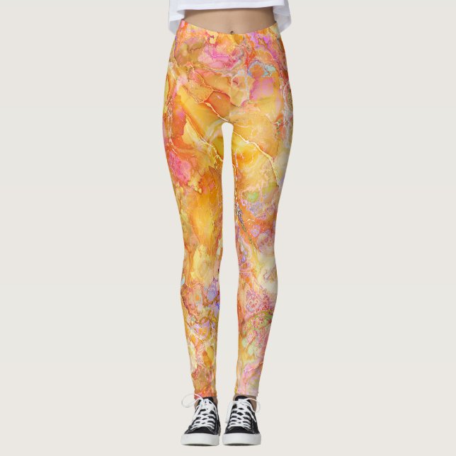 Marbled Pattern Resemble Organic Forms Leggings (Front)