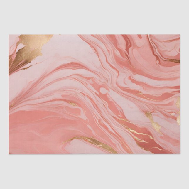 Marbled Peach Pink Gold Tissue Paper (Front)