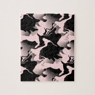Marbled Pink and Black Splotches Abstract Jigsaw Puzzle