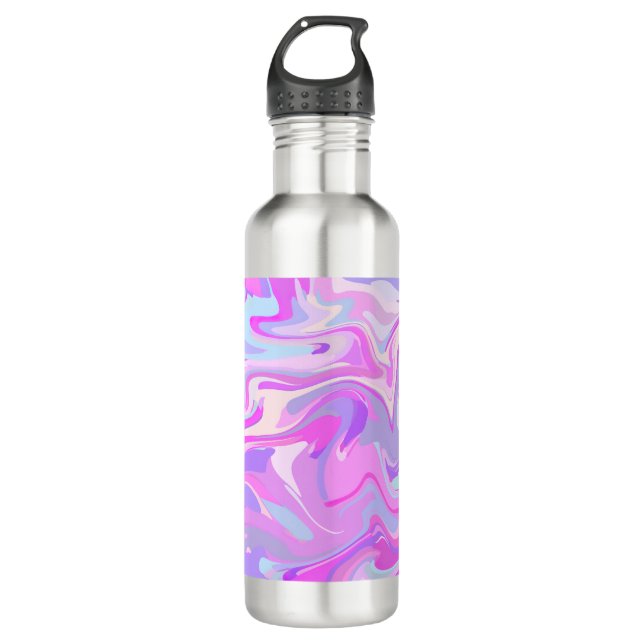 Marbled Pink Purple Turquoise 710 Ml Water Bottle (Front)