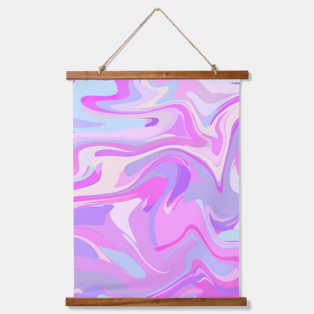 Marbled Pink Purple Turquoise Hanging Tapestry (Front)