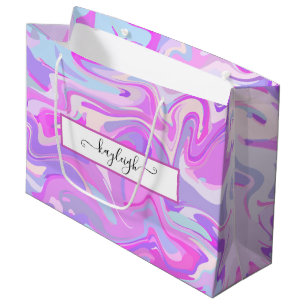 Marbled Pink Purple Turquoise Large Gift Bag
