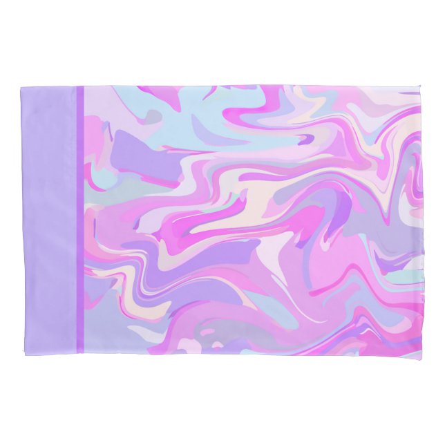 Marbled Pink Purple Turquoise Pillowcase (Front)