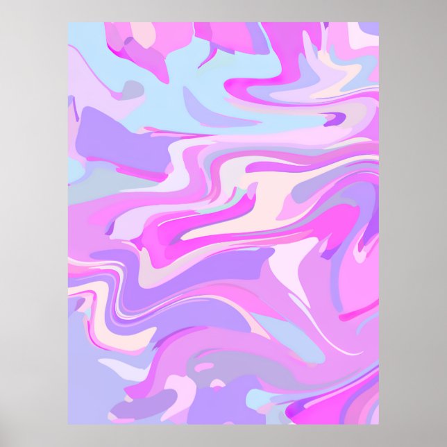 Marbled Pink Purple Turquoise Poster (Front)