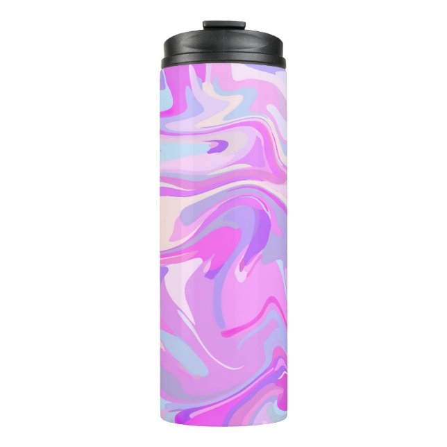 Marbled Pink Purple Turquoise Thermal Tumbler (Front)