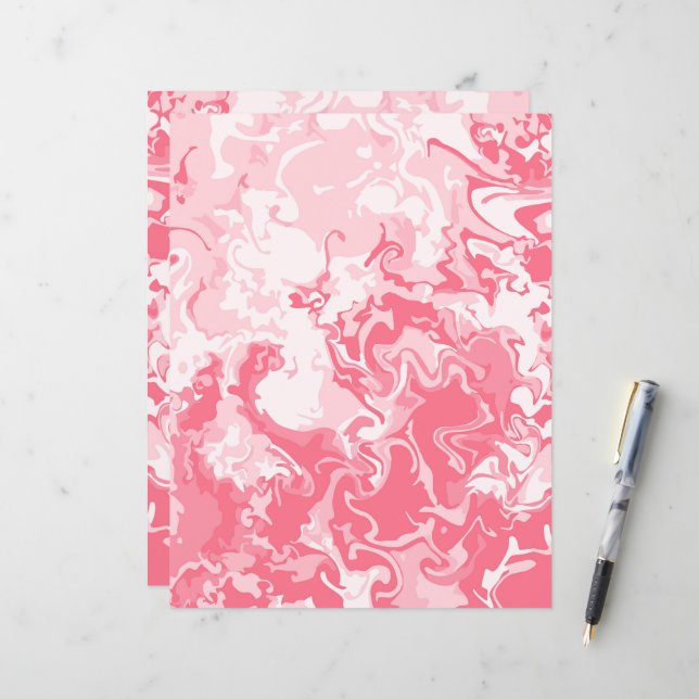 Marbled Pink Scrapbook Paper (Front/Back In Situ)