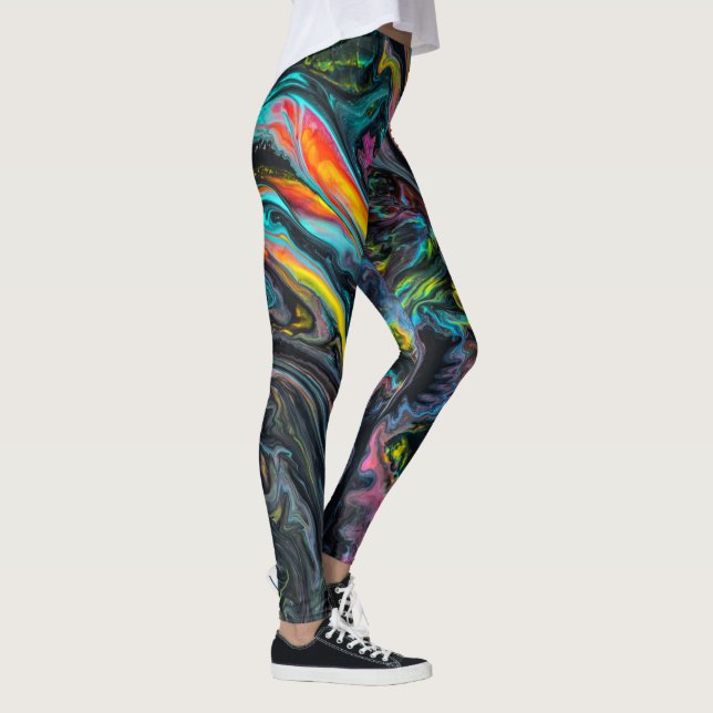 Marbled poured paint leggings (Right)