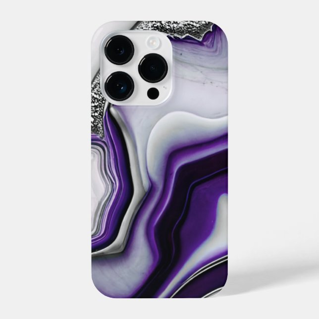 Marbled Purple and SIlver Agate iPhone Case (Back)