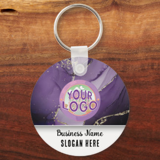 Marbled Purple Gold Branding Elegant Business Logo Key Ring