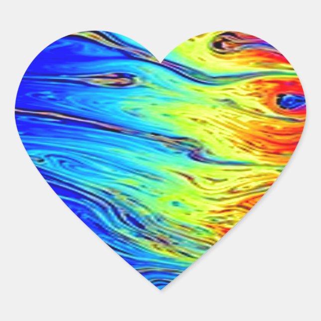 Marbled Rainbow Artwork Beautiful Heart Sticker (Front)