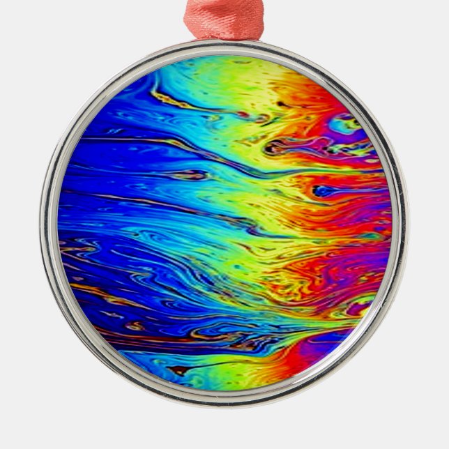 Marbled Rainbow Artwork Beautiful Metal Tree Decoration (Front)